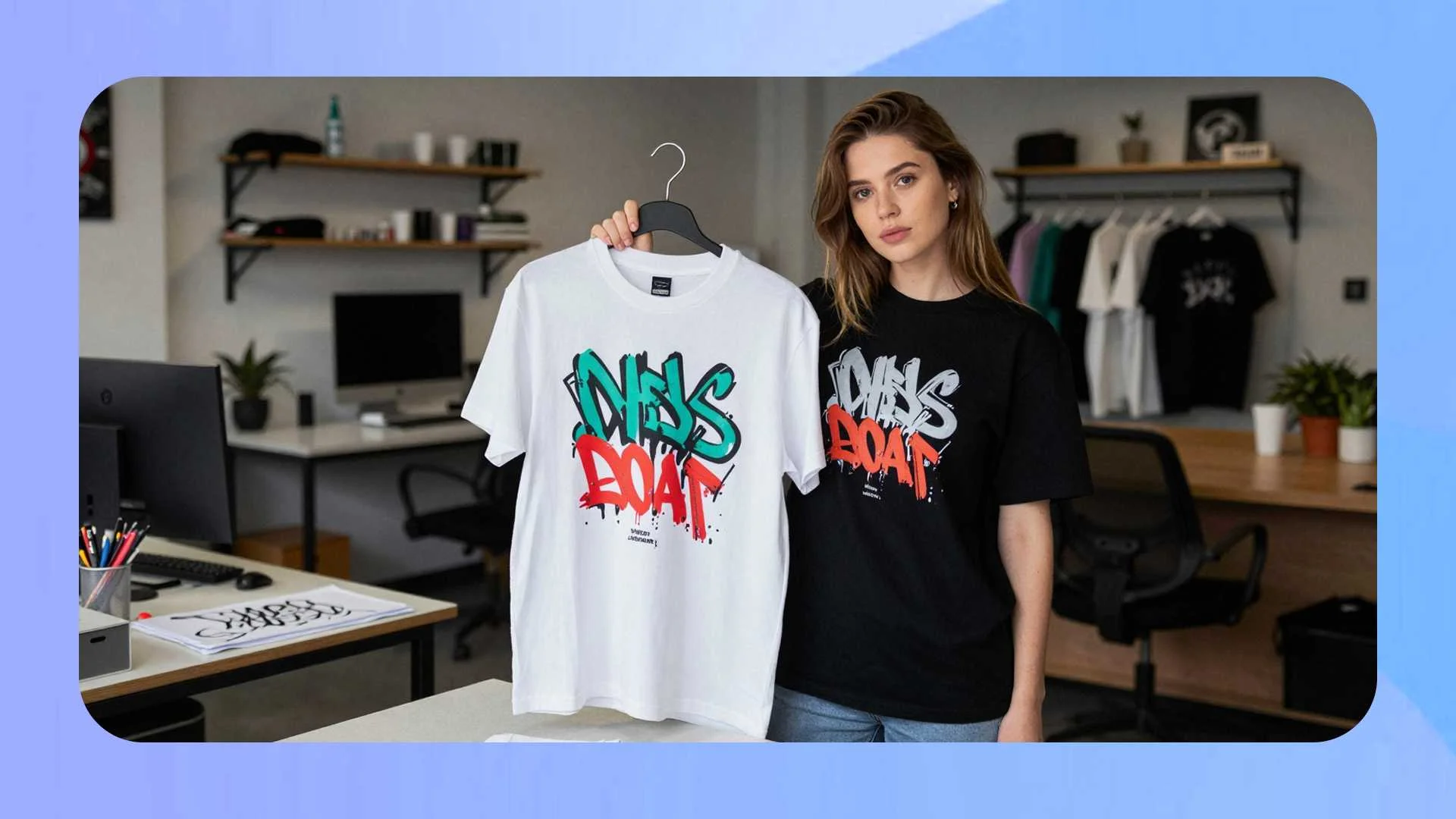 Realistic t-shirt mockup display featuring custom design placement and professional lighting for online apparel stores.