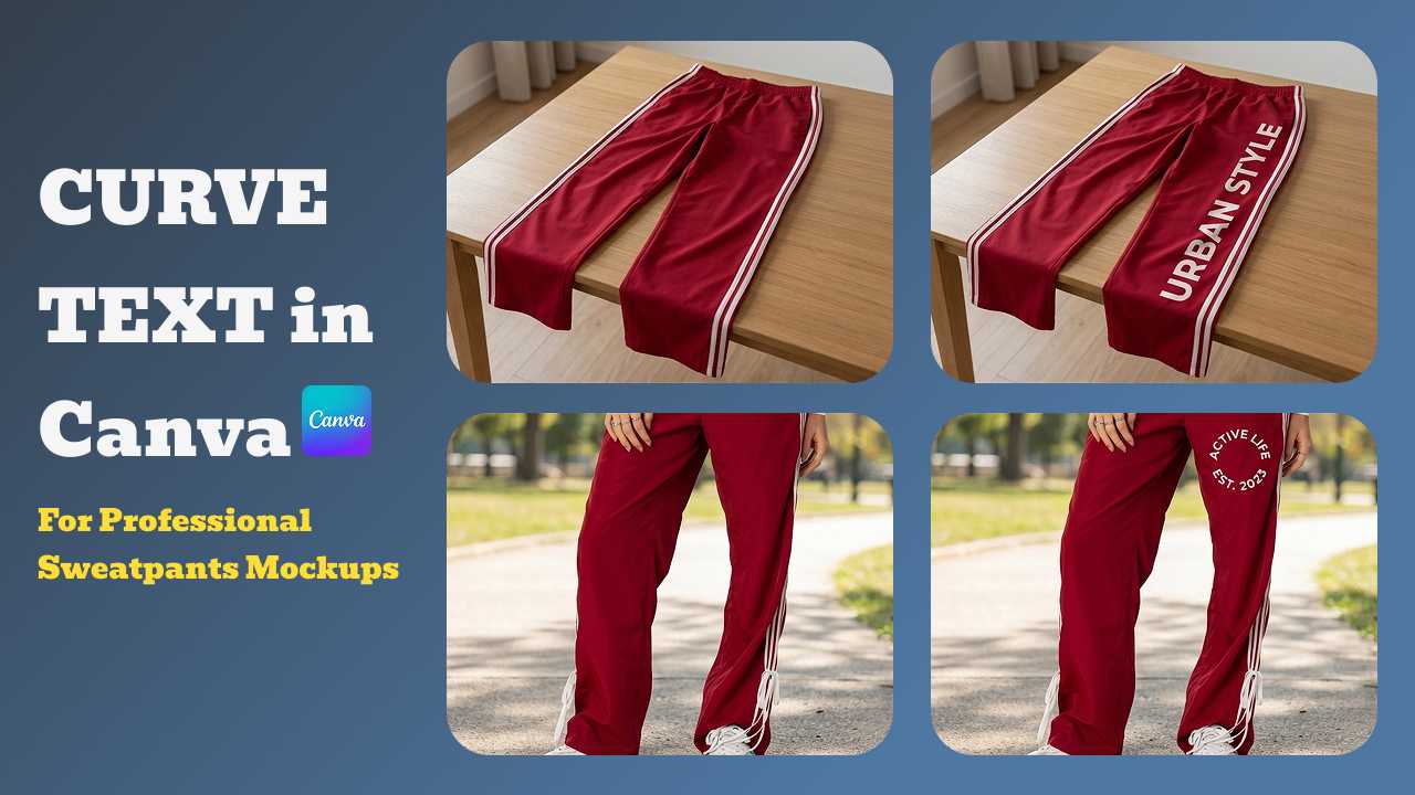 How to Curve Text in Canva for Professional Sweatpants Mockups