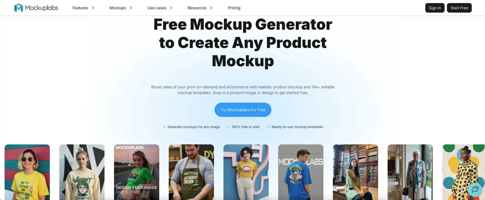 Mockuplabs.ai homepage