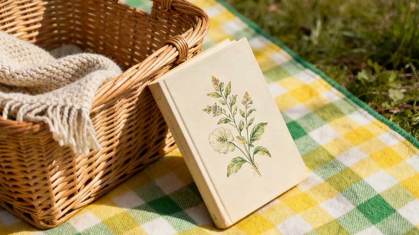 Cozy square book mockup template on blanket