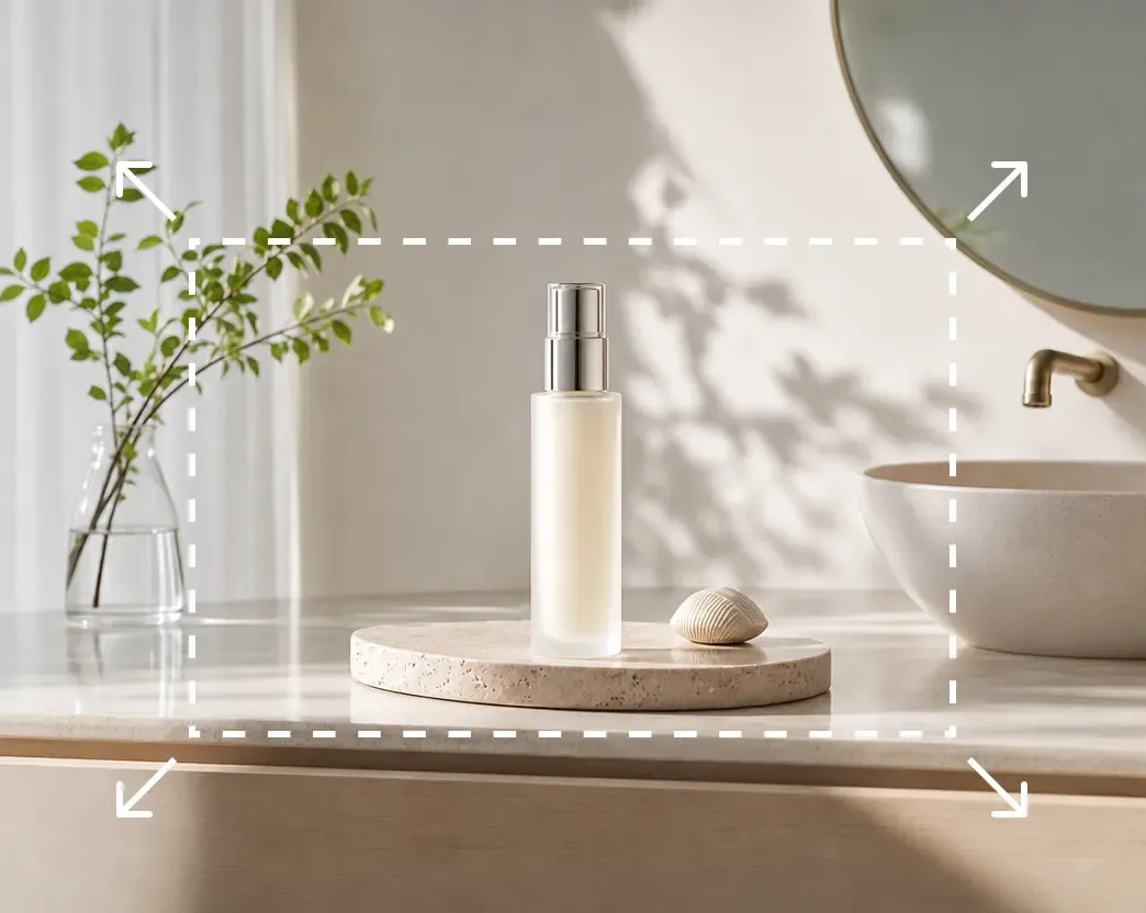 Product bottle with image expansion guides