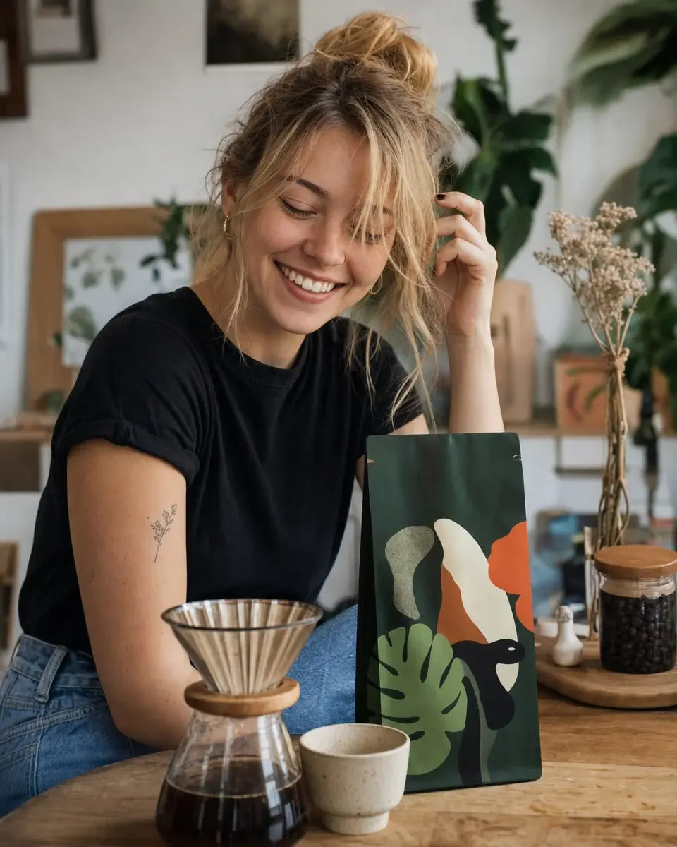 Editable mockup from your own coffee bag photo