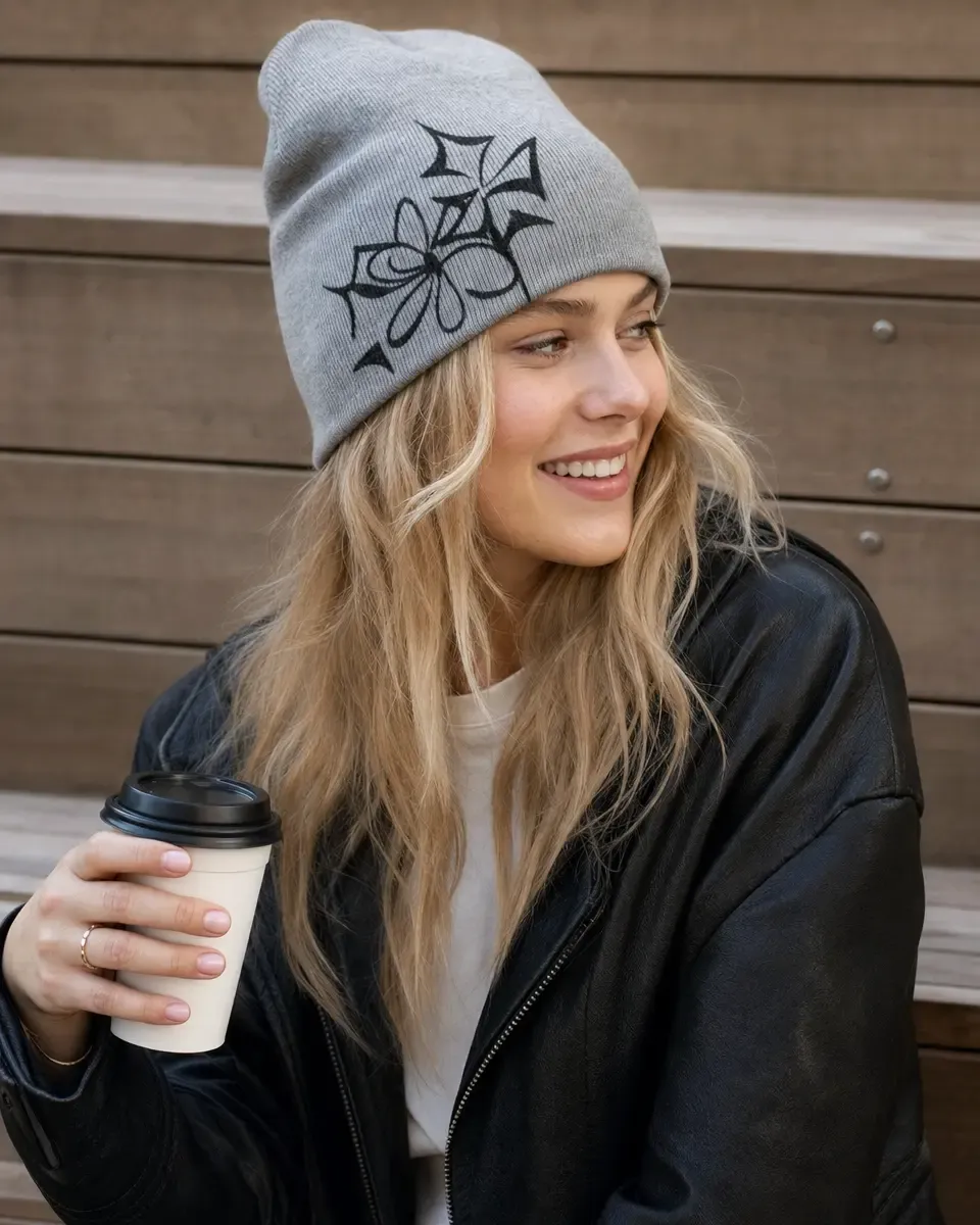 Editable mockup from your own beanie photo