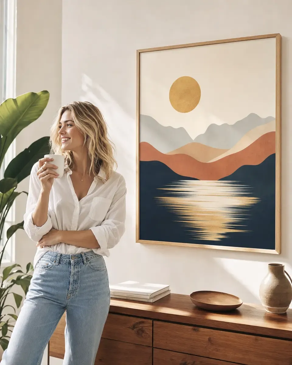 Editable mockup from your own wall art photo